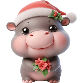 Telegram sticker 💐 Новогодний бегемотик @Nyasticks