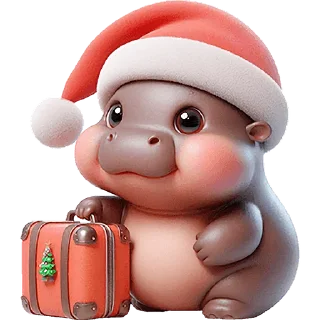 Telegram sticker 💼 Новогодний бегемотик @Nyasticks