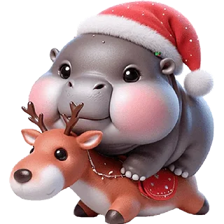 Telegram sticker 🦌 Новогодний бегемотик @Nyasticks
