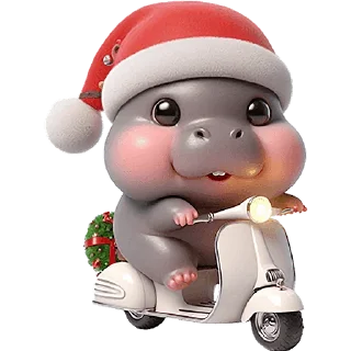 Telegram sticker 🛵 Новогодний бегемотик @Nyasticks