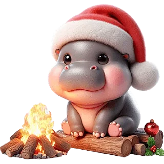 Telegram sticker 🔥 Новогодний бегемотик @Nyasticks