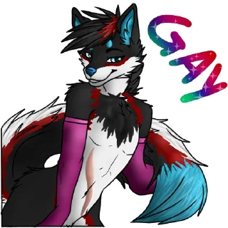 Telegram sticker 🌈 Aron the Wolf (created by @Pinselfuchs)