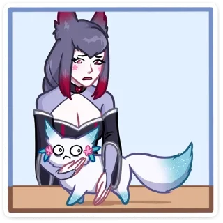 Telegram sticker 🦊 Тёмные Мари и Хидэ @TgSticker