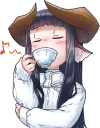 Telegram sticker ☕ Horned girl's collection :: @line_stickers