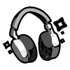 Sticker 🎧 black doodle ♠️ @cute_enot_art