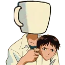 Telegram stiker 😐 SHINJI WITH A FUCKING CUP