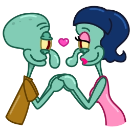 Телеграм стикер 👩‍❤️‍💋‍👨 Squidward & Squilvia