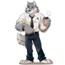 Телеграм стикер ☕️ Kemono furry