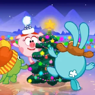 Video sticker 🎄 Новогодние Смешарики @freetopsticker
