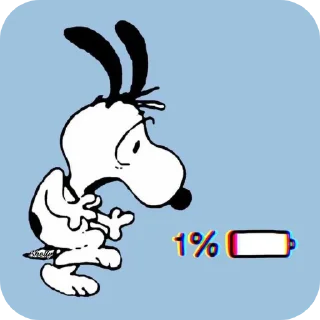 Telegram sticker 🪫 É SNOOPY, NÃO CHARLIE BROWN!