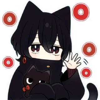 Telegram stiker 👋 Чёрный котёнок (B) @Nyasticks