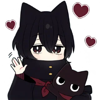 Telegram stiker 👋 Чёрный котёнок (B) @Nyasticks