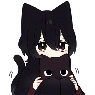 Sticker 🥹 Чёрный котёнок (B) @Nyasticks