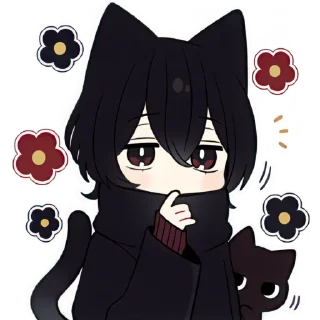 Video sticker 🤔 Чёрный котёнок (B) @Nyasticks