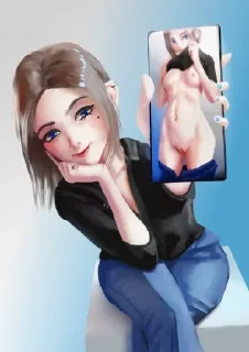 Телеграм стикер 💋 💙 Samsung-тян @Stickers_R34