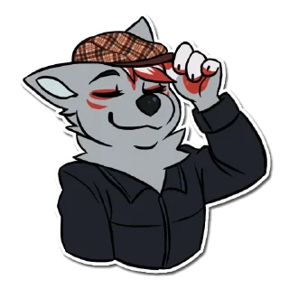 Телеграм стикер 🎩 wolfy and corgo