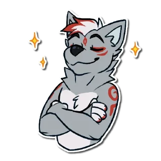 Телеграм стикер 😌 wolfy and corgo