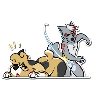 Telegram sticker 👏 wolfy and corgo